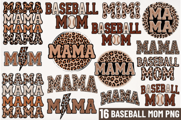 Baseball Mom Sublimation PNG Bundle: Graphics for T-Shirt Designs