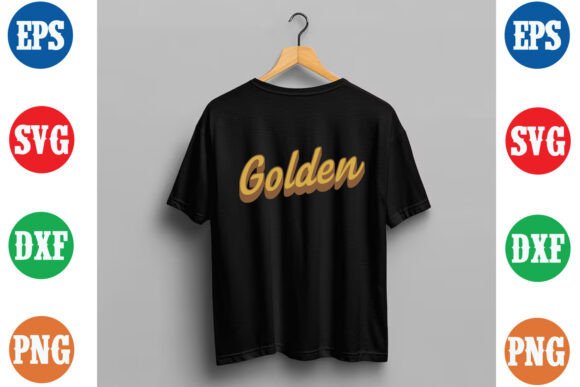 Golden 3D Effect T-Shirt Design & Graphics