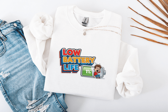 Low Battery Life SVG – Funny Tired Boy Graphics for T-Shirt Designs