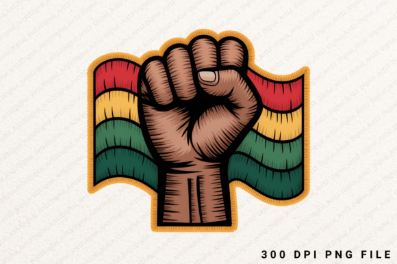 Raised Fist with Flag Sublimation PNG