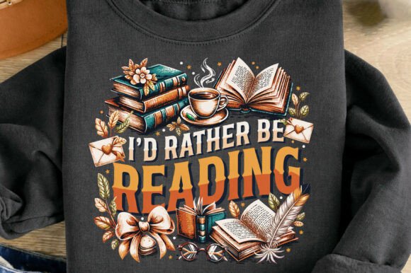 Retro I'd Rather Be Reading: Graphics & T-Shirt Designs